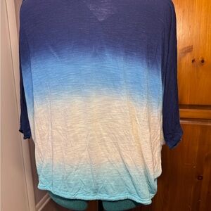 Young Fabulous & Broke oversized Ombre Blue draped/v-neck short sleeve